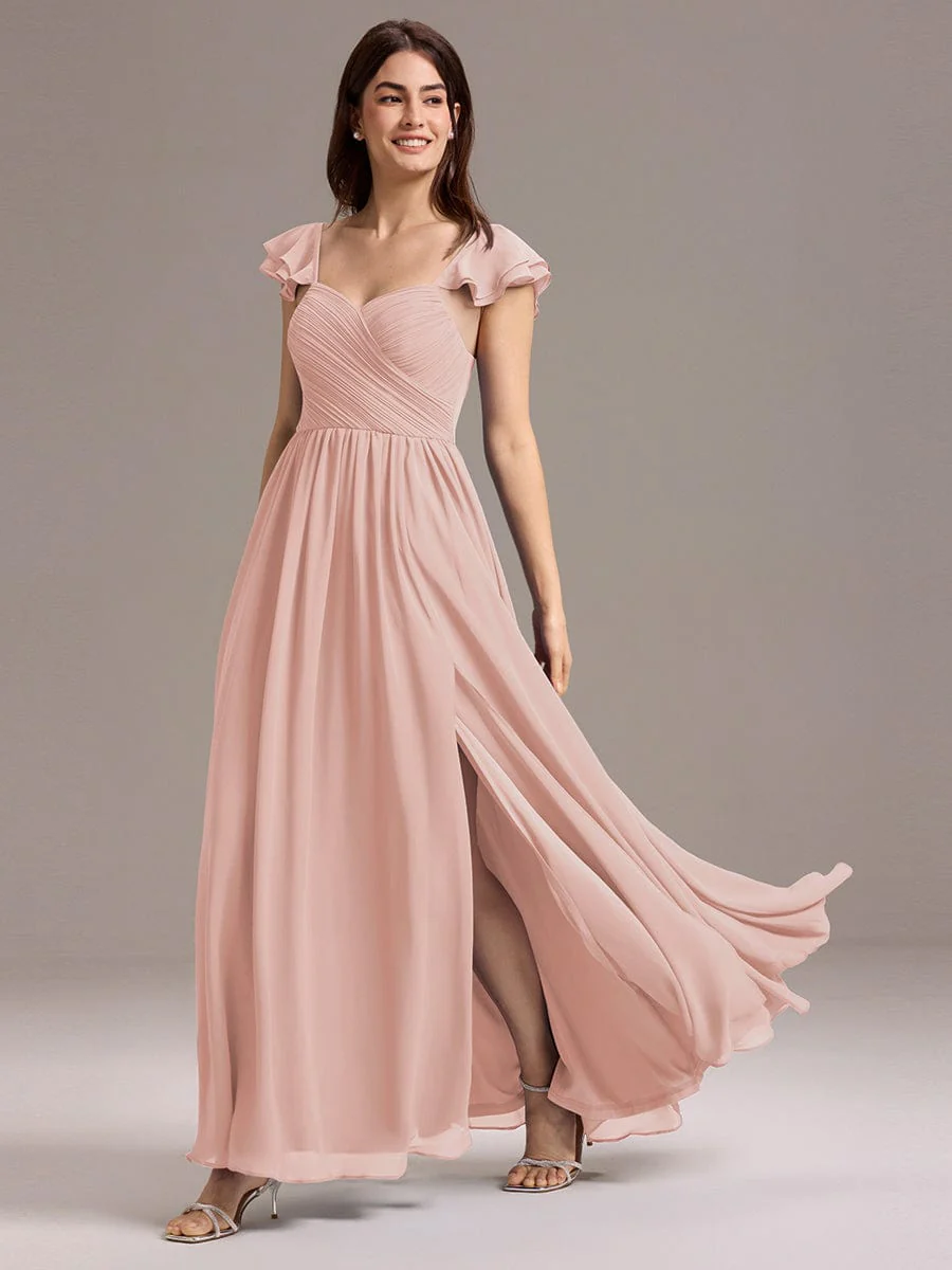 ever CLARKE|A-line Sweetheart Neck Chiffon Maxi Bridesmaid Dress With Ruffle - Image 10