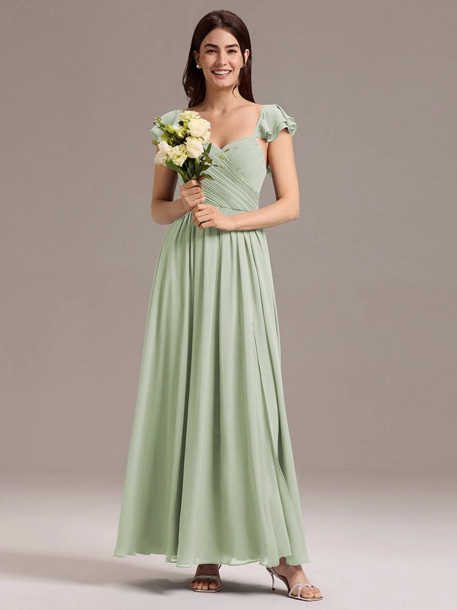 ever CLARKE|A-line Sweetheart Neck Chiffon Maxi Bridesmaid Dress With Ruffle - Image 11