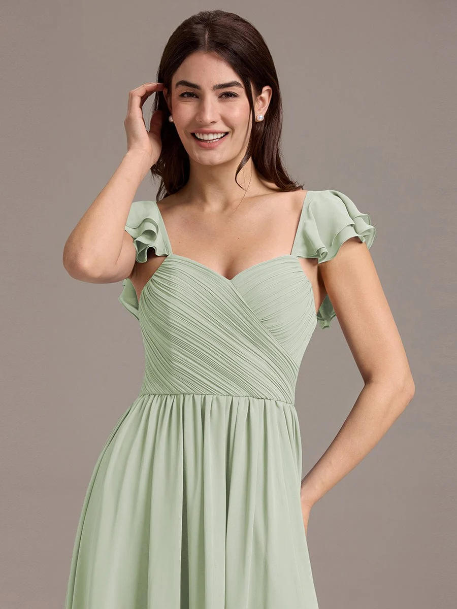 ever CLARKE|A-line Sweetheart Neck Chiffon Maxi Bridesmaid Dress With Ruffle - Image 13