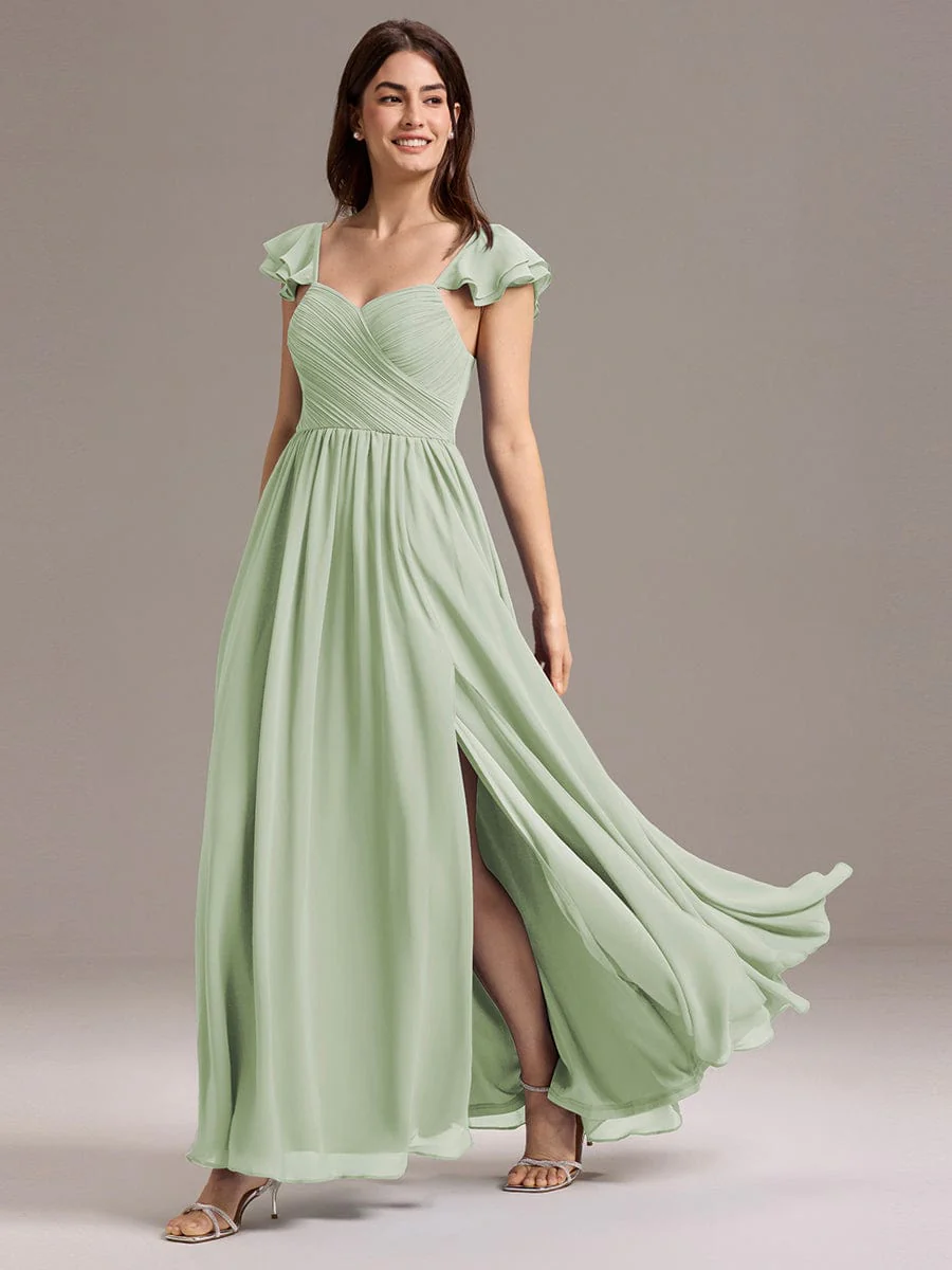 ever CLARKE|A-line Sweetheart Neck Chiffon Maxi Bridesmaid Dress With Ruffle - Image 14