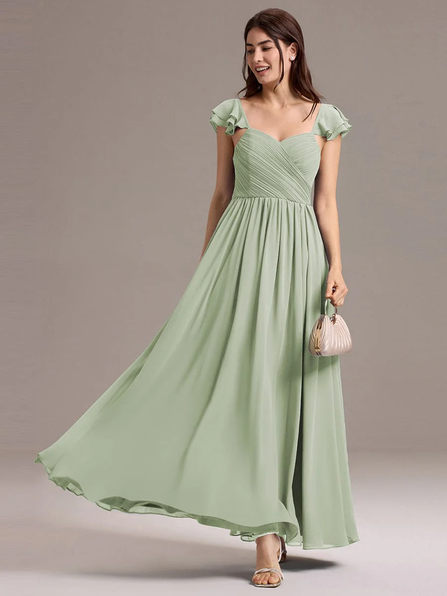 ever CLARKE|A-line Sweetheart Neck Chiffon Maxi Bridesmaid Dress With Ruffle - Image 15