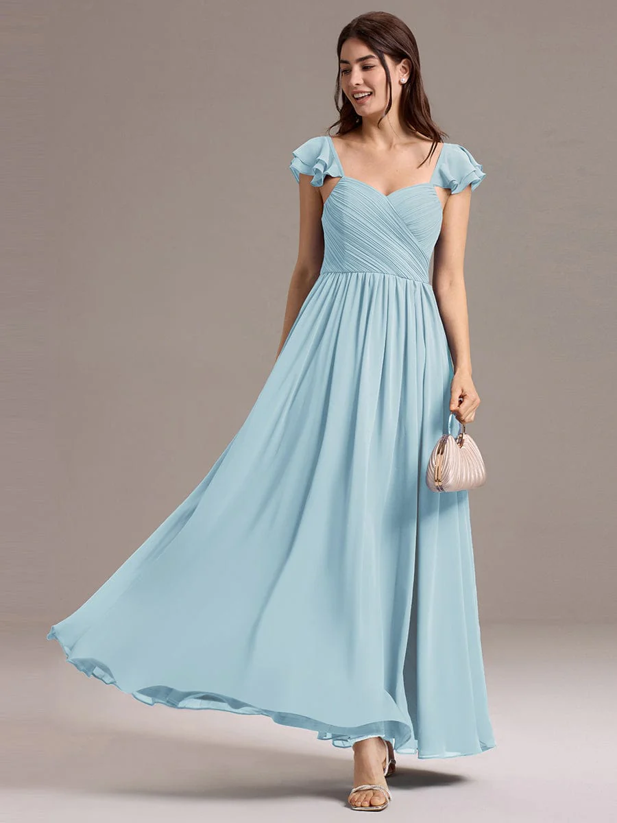 ever CLARKE|A-line Sweetheart Neck Chiffon Maxi Bridesmaid Dress With Ruffle - Image 16