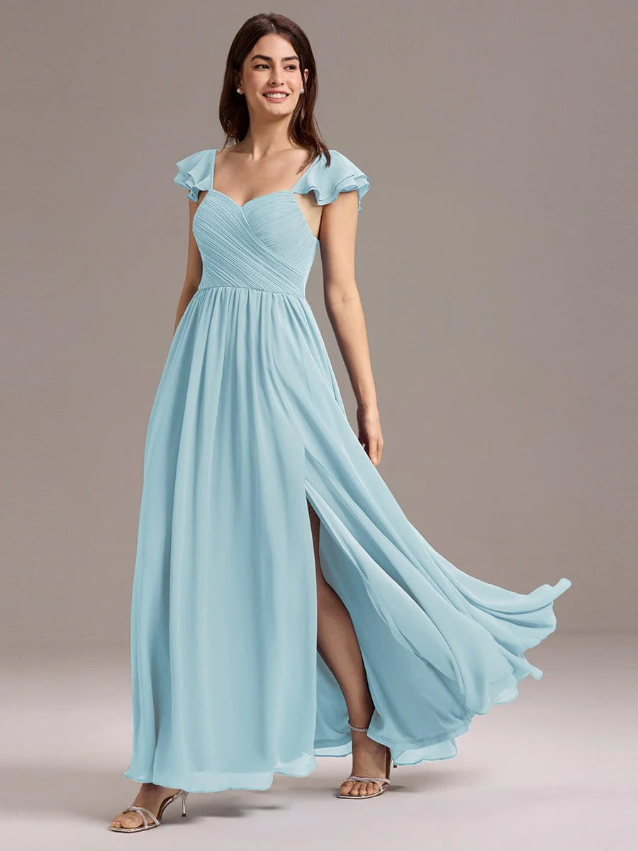 ever CLARKE|A-line Sweetheart Neck Chiffon Maxi Bridesmaid Dress With Ruffle - Image 19