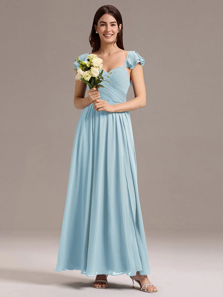 ever CLARKE|A-line Sweetheart Neck Chiffon Maxi Bridesmaid Dress With Ruffle - Image 20