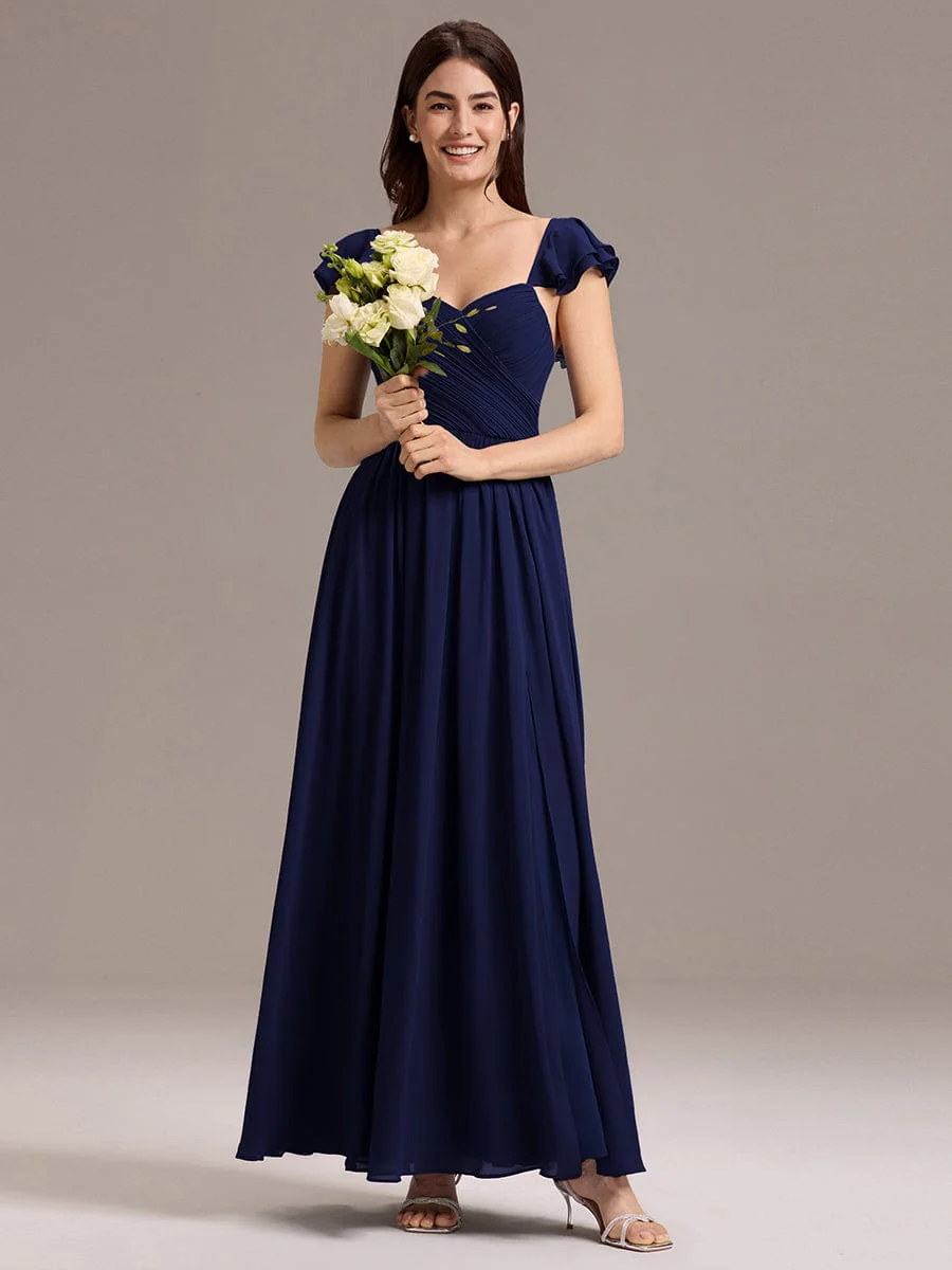 ever CLARKE|A-line Sweetheart Neck Chiffon Maxi Bridesmaid Dress With Ruffle - Image 21