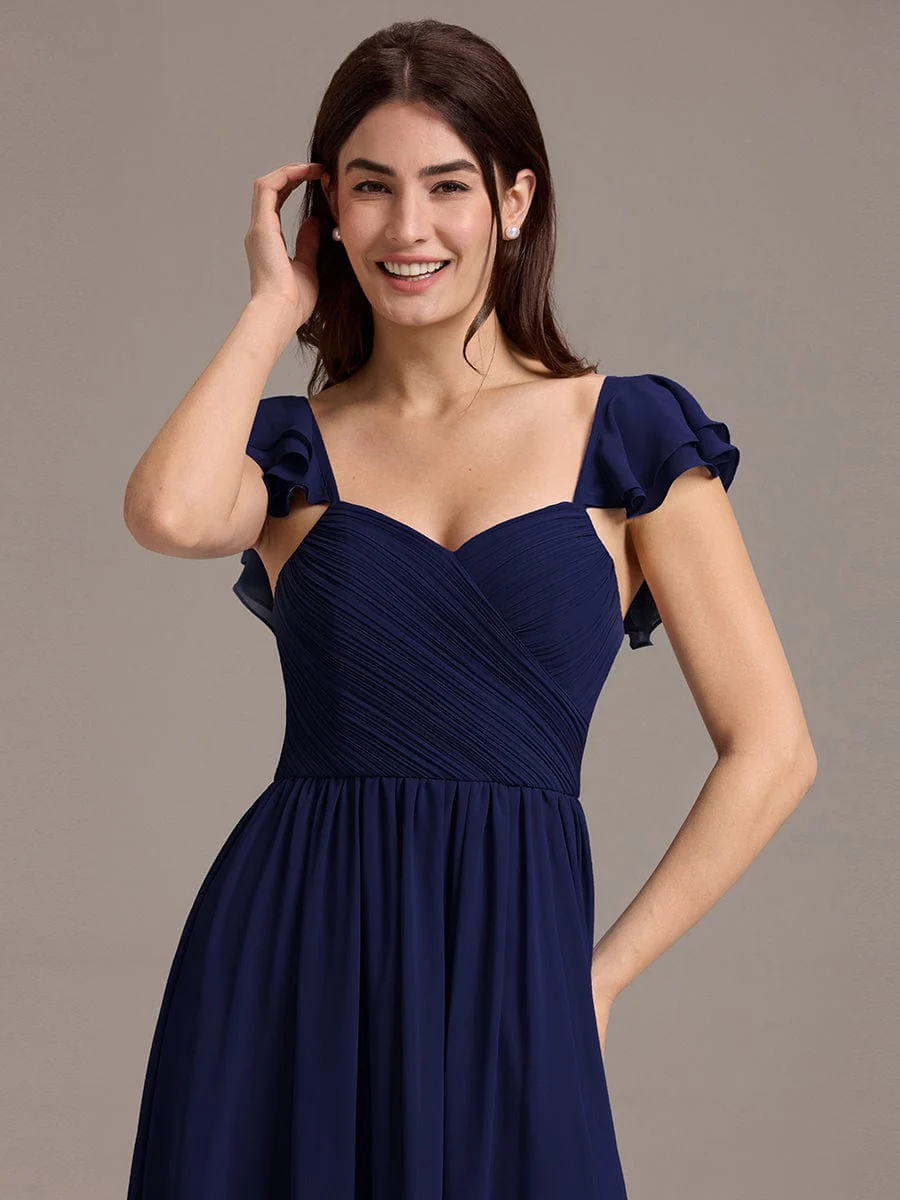 ever CLARKE|A-line Sweetheart Neck Chiffon Maxi Bridesmaid Dress With Ruffle - Image 23