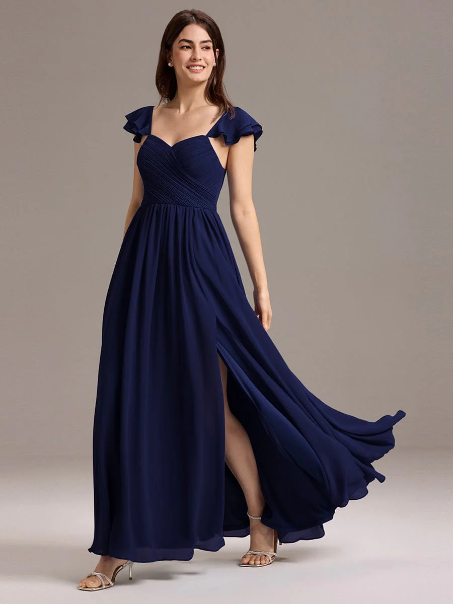 ever CLARKE|A-line Sweetheart Neck Chiffon Maxi Bridesmaid Dress With Ruffle - Image 24