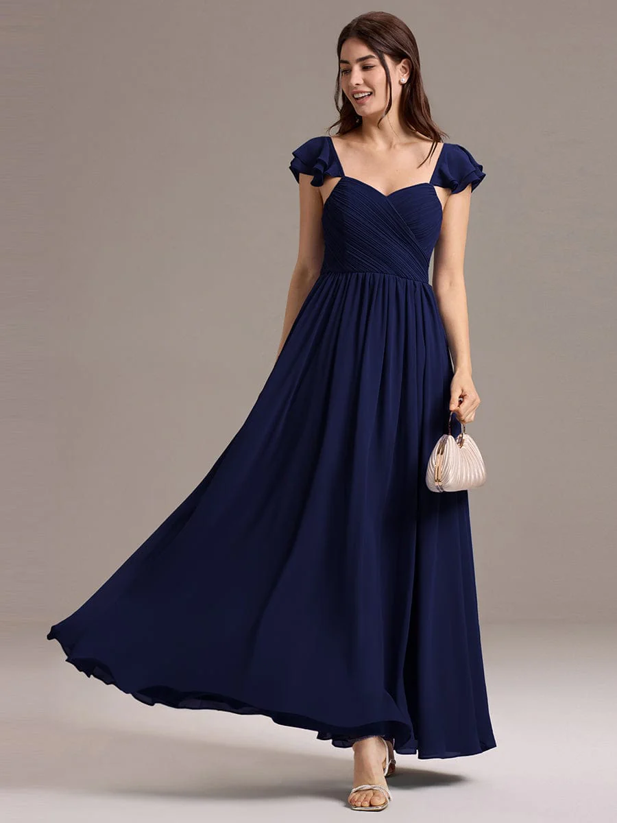 ever CLARKE|A-line Sweetheart Neck Chiffon Maxi Bridesmaid Dress With Ruffle - Image 25