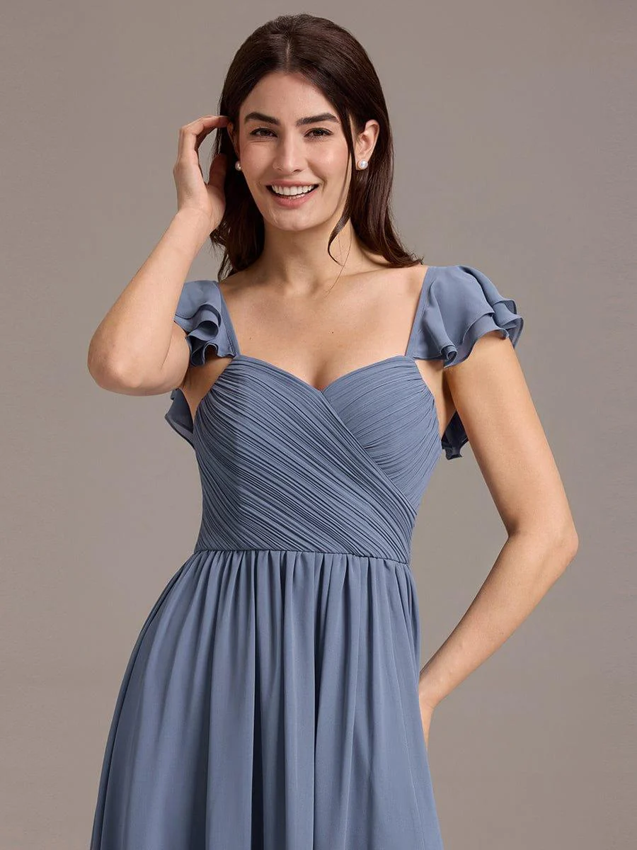 ever CLARKE|A-line Sweetheart Neck Chiffon Maxi Bridesmaid Dress With Ruffle - Image 3
