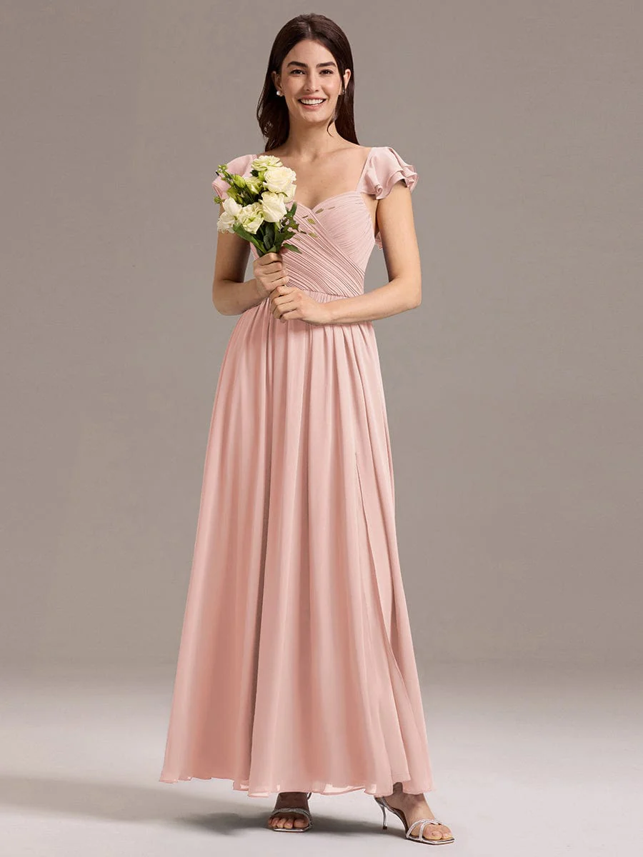 ever CLARKE|A-line Sweetheart Neck Chiffon Maxi Bridesmaid Dress With Ruffle - Image 6