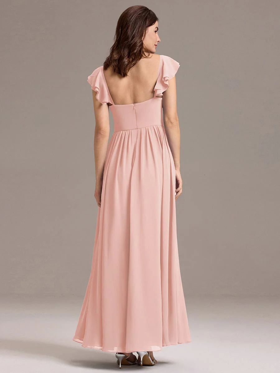 ever CLARKE|A-line Sweetheart Neck Chiffon Maxi Bridesmaid Dress With Ruffle - Image 7