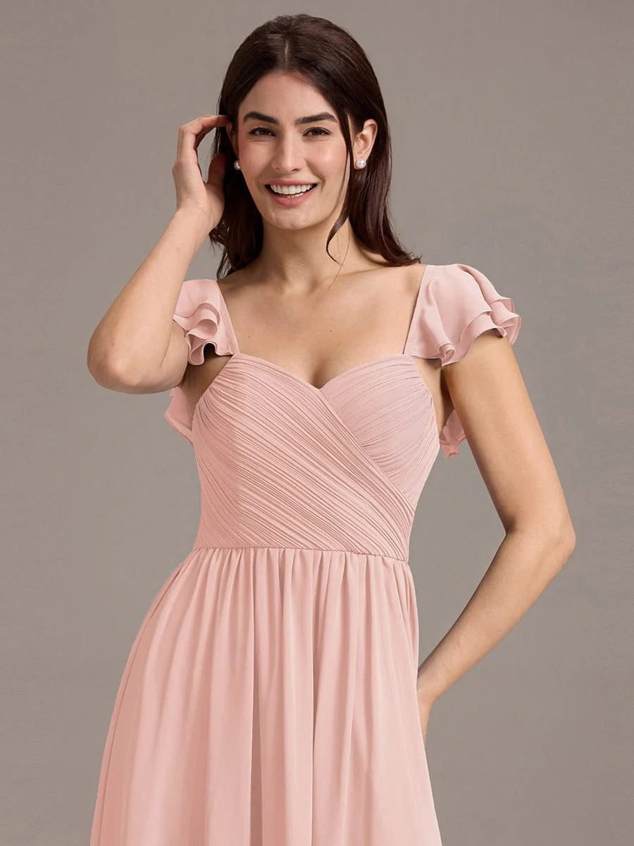 ever CLARKE|A-line Sweetheart Neck Chiffon Maxi Bridesmaid Dress With Ruffle - Image 8