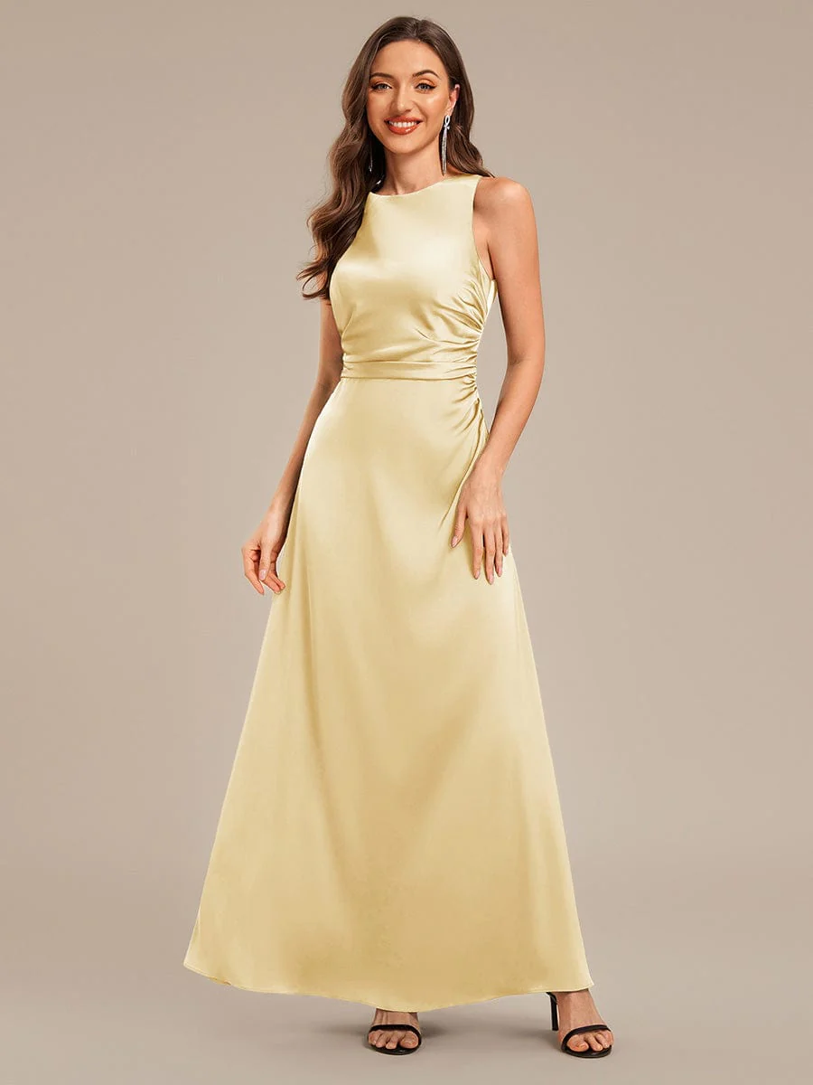 ever VALENCIA|High Neck Backless Satin Bridesmaid Dress - Image 16