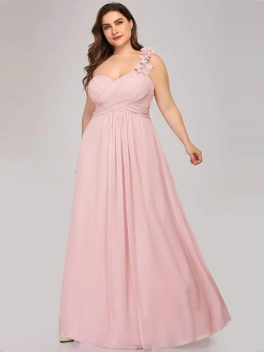 Chiffon One Shoulder Long Bridesmaid Dress - Image 11