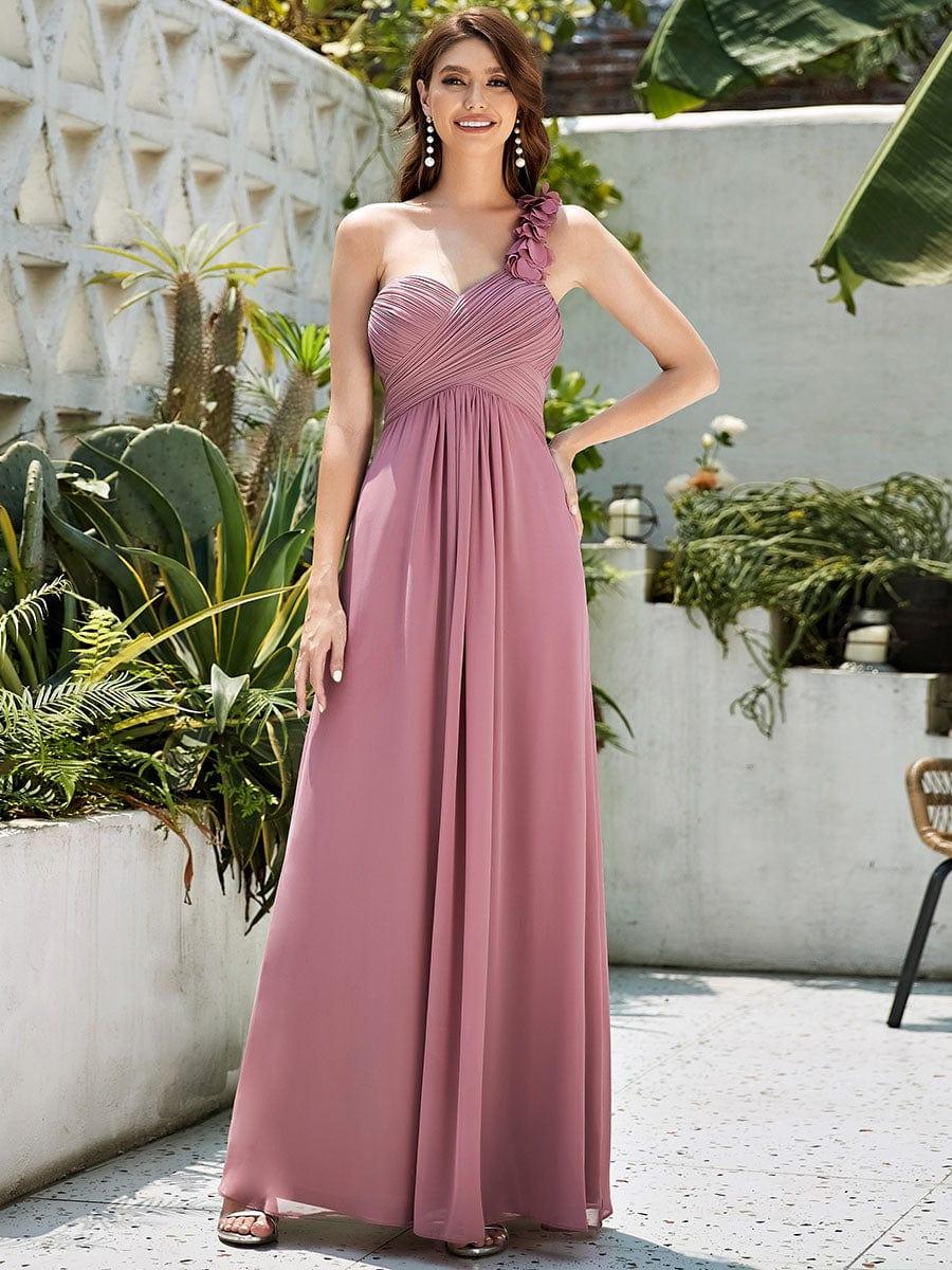 Chiffon One Shoulder Long Bridesmaid Dress - Image 12