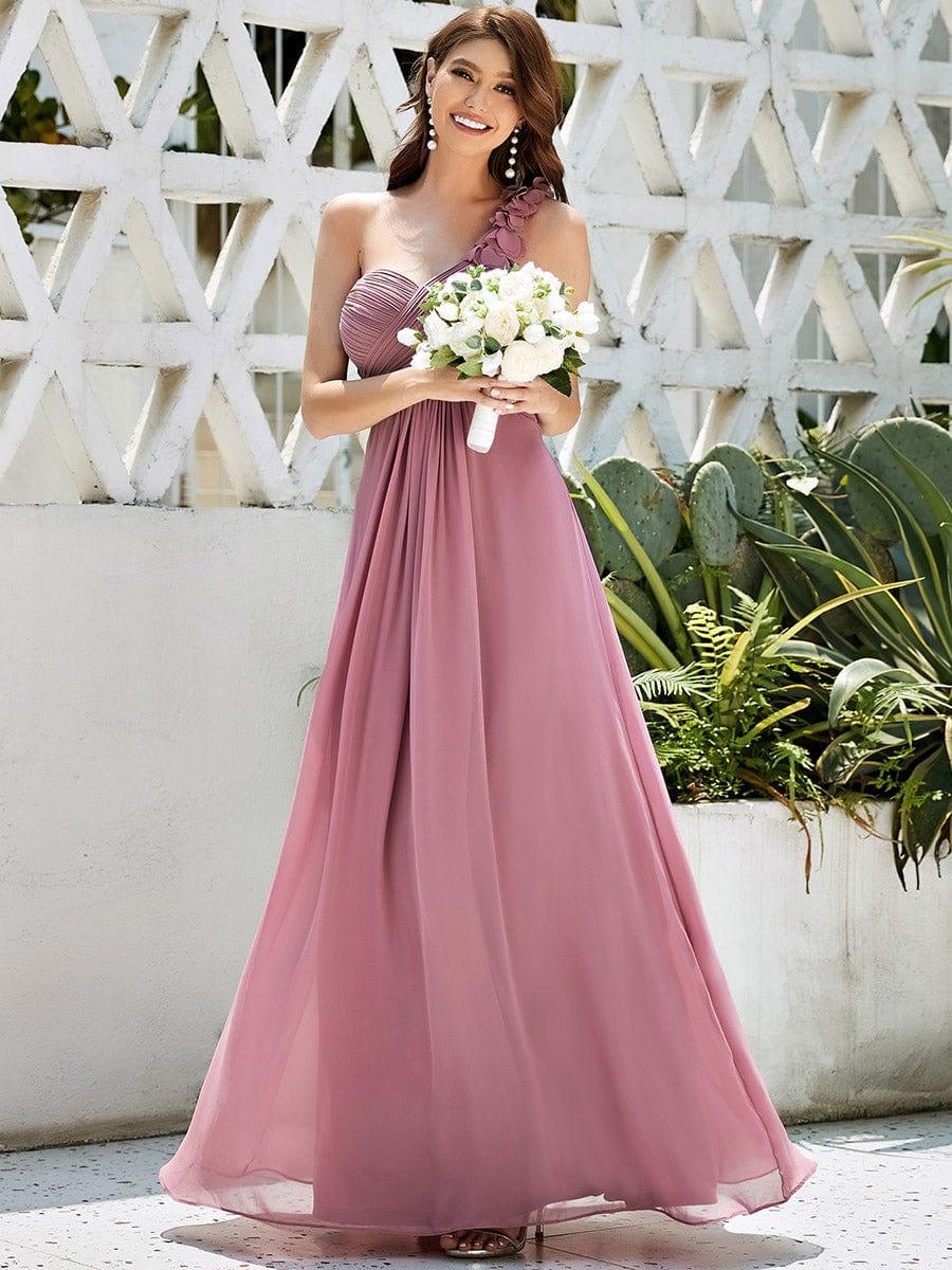 Chiffon One Shoulder Long Bridesmaid Dress - Image 15
