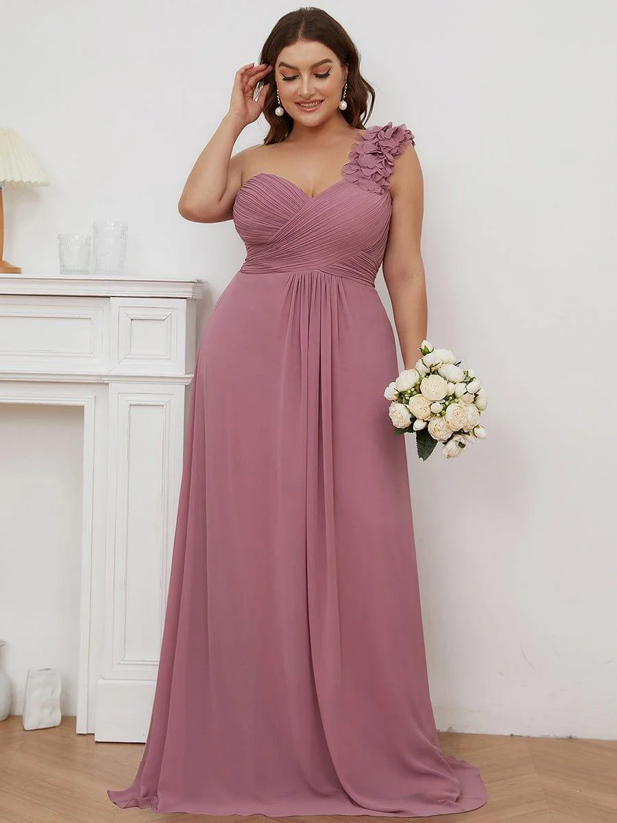 Chiffon One Shoulder Long Bridesmaid Dress - Image 17