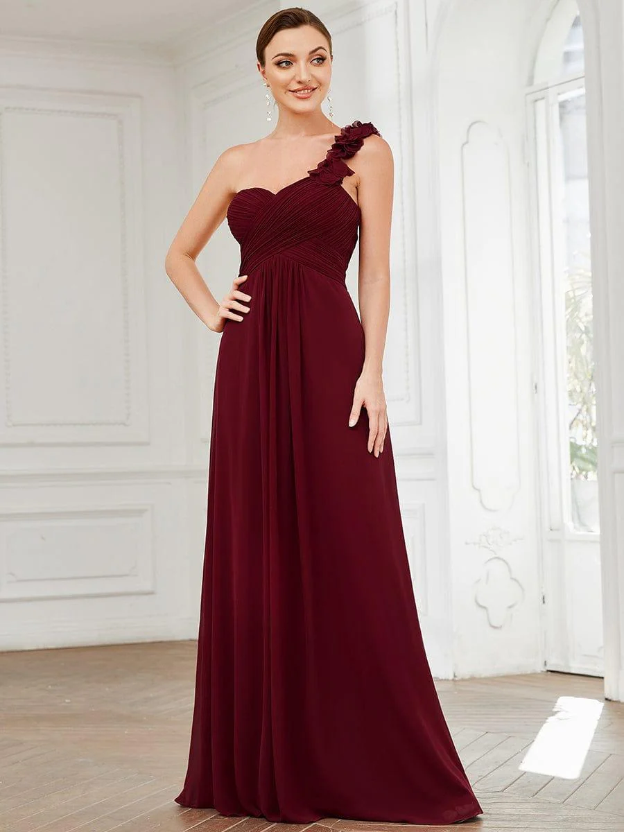Chiffon One Shoulder Long Bridesmaid Dress - Image 20