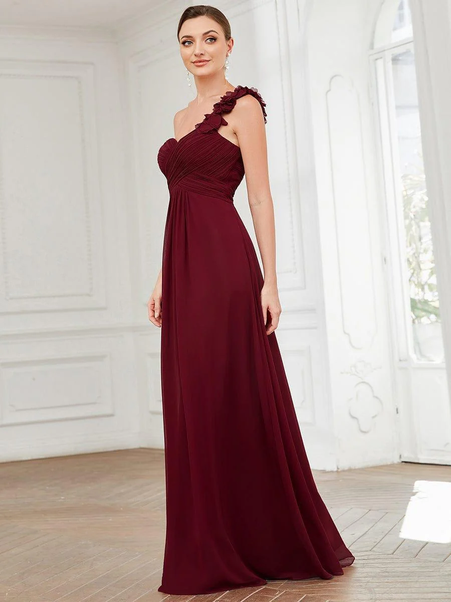 Chiffon One Shoulder Long Bridesmaid Dress - Image 22