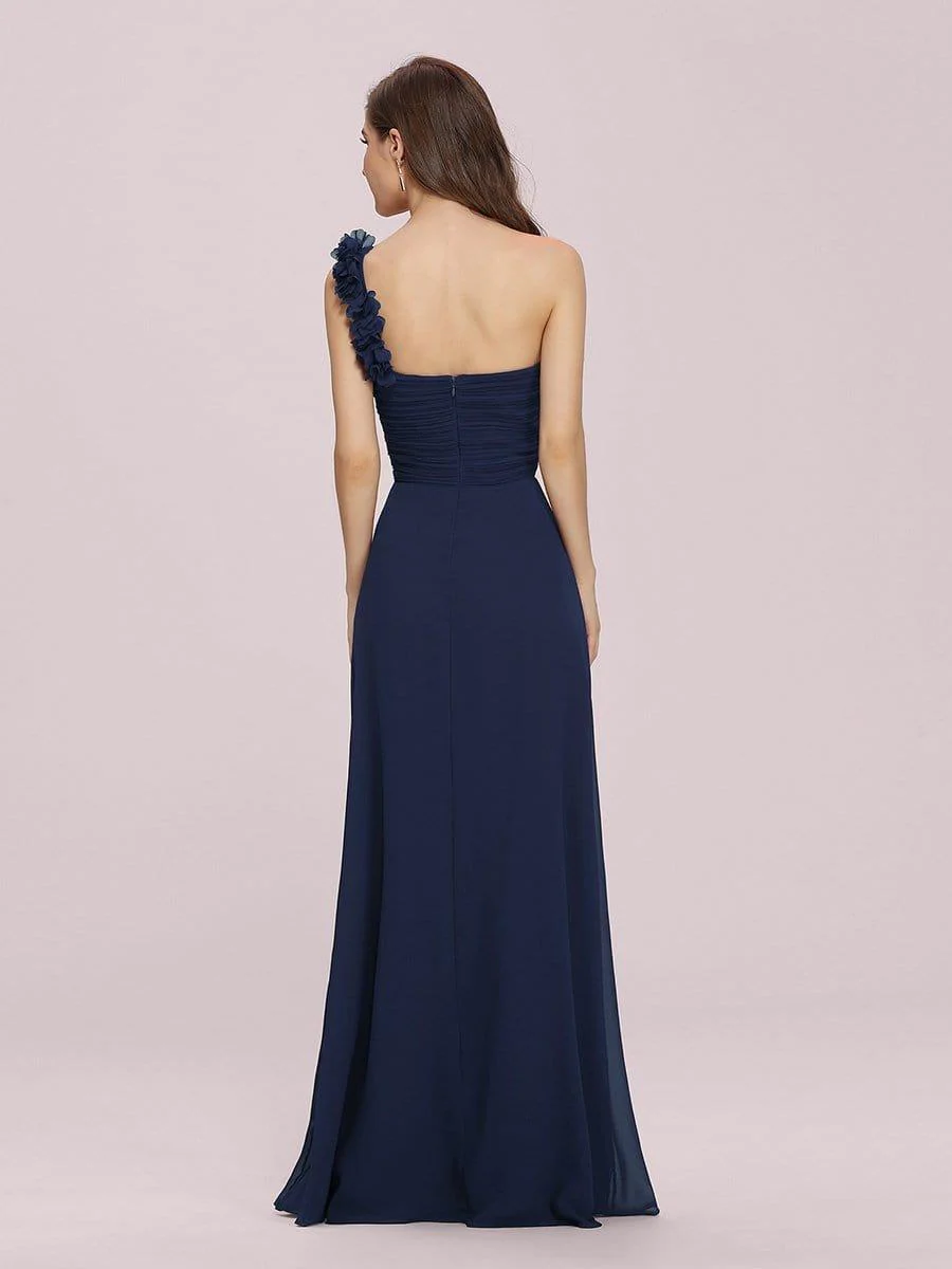 Chiffon One Shoulder Long Bridesmaid Dress - Image 30