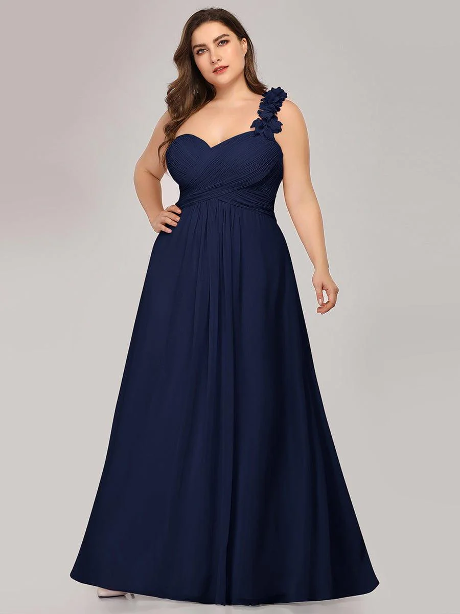 Chiffon One Shoulder Long Bridesmaid Dress - Image 33