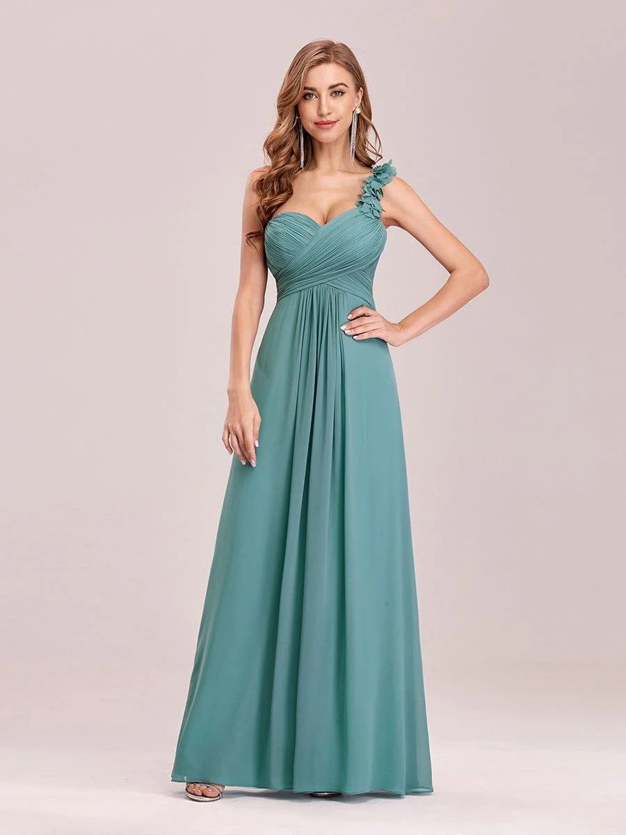 Chiffon One Shoulder Long Bridesmaid Dress - Image 34