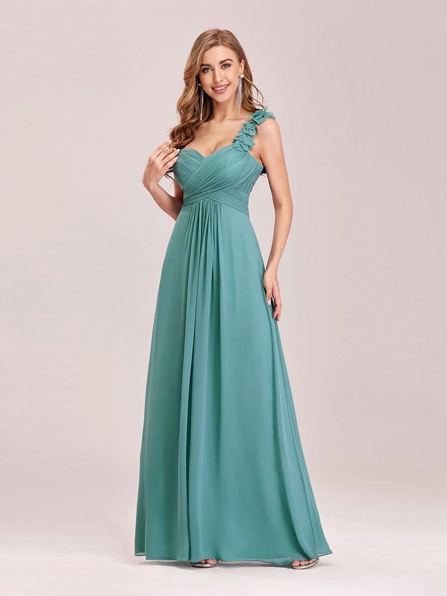 Chiffon One Shoulder Long Bridesmaid Dress - Image 37