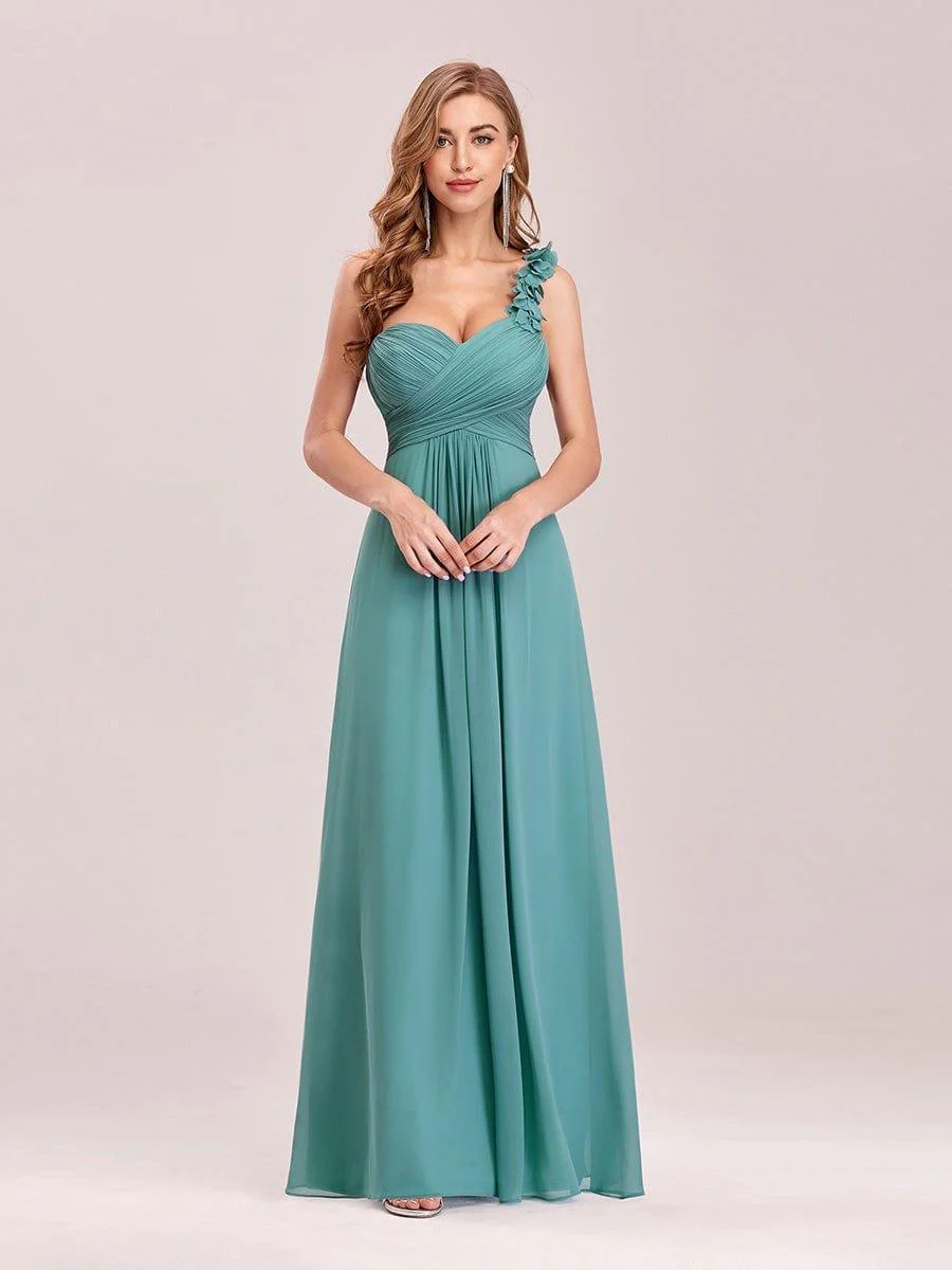 Chiffon One Shoulder Long Bridesmaid Dress - Image 38