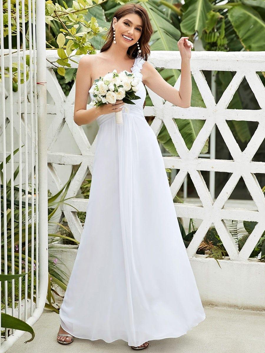 Chiffon One Shoulder Long Bridesmaid Dress - Image 39