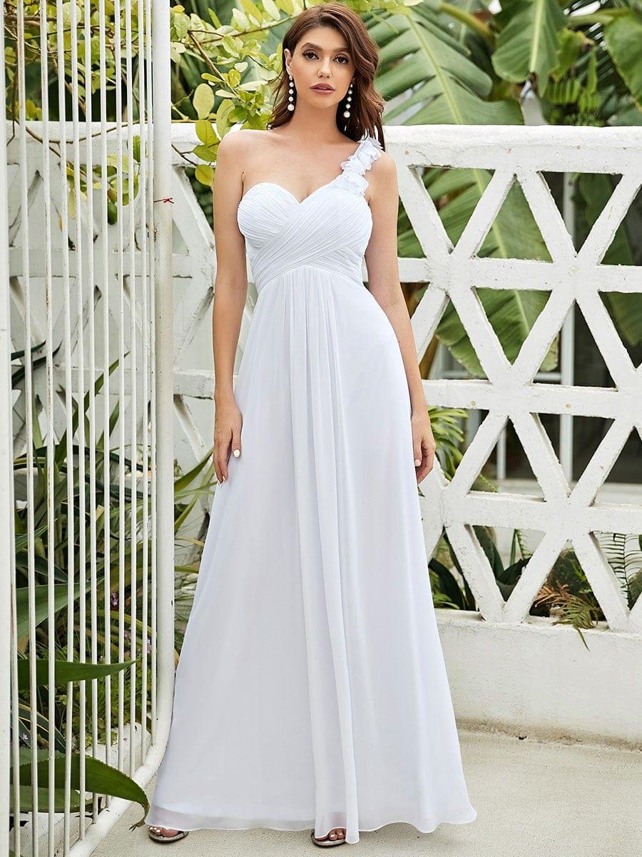 Chiffon One Shoulder Long Bridesmaid Dress - Image 43