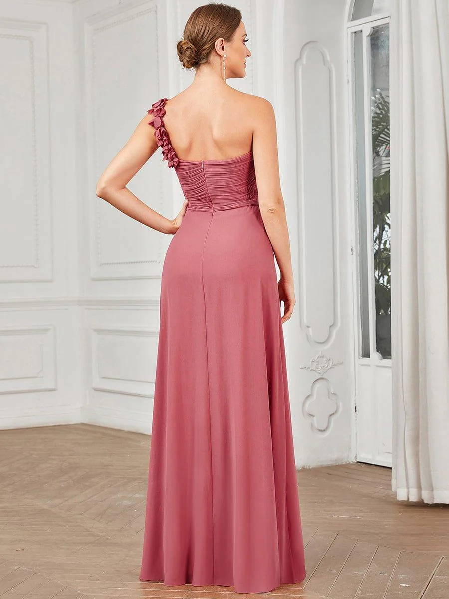 Chiffon One Shoulder Long Bridesmaid Dress - Image 45