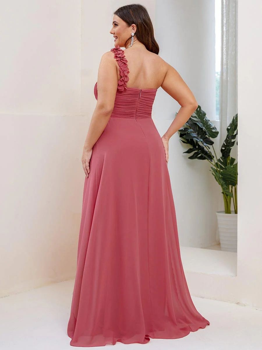 Chiffon One Shoulder Long Bridesmaid Dress - Image 50