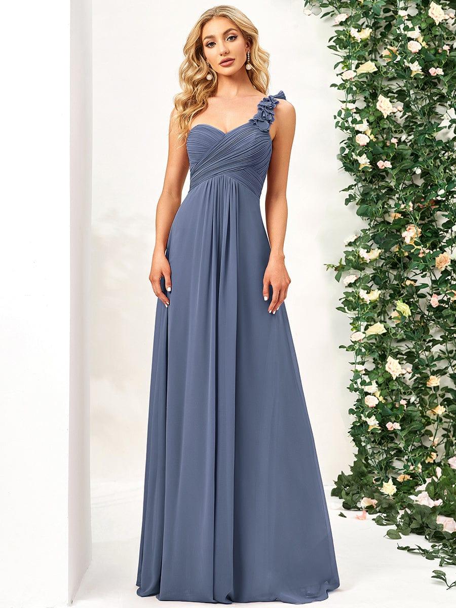 Chiffon One Shoulder Long Bridesmaid Dress - Image 51