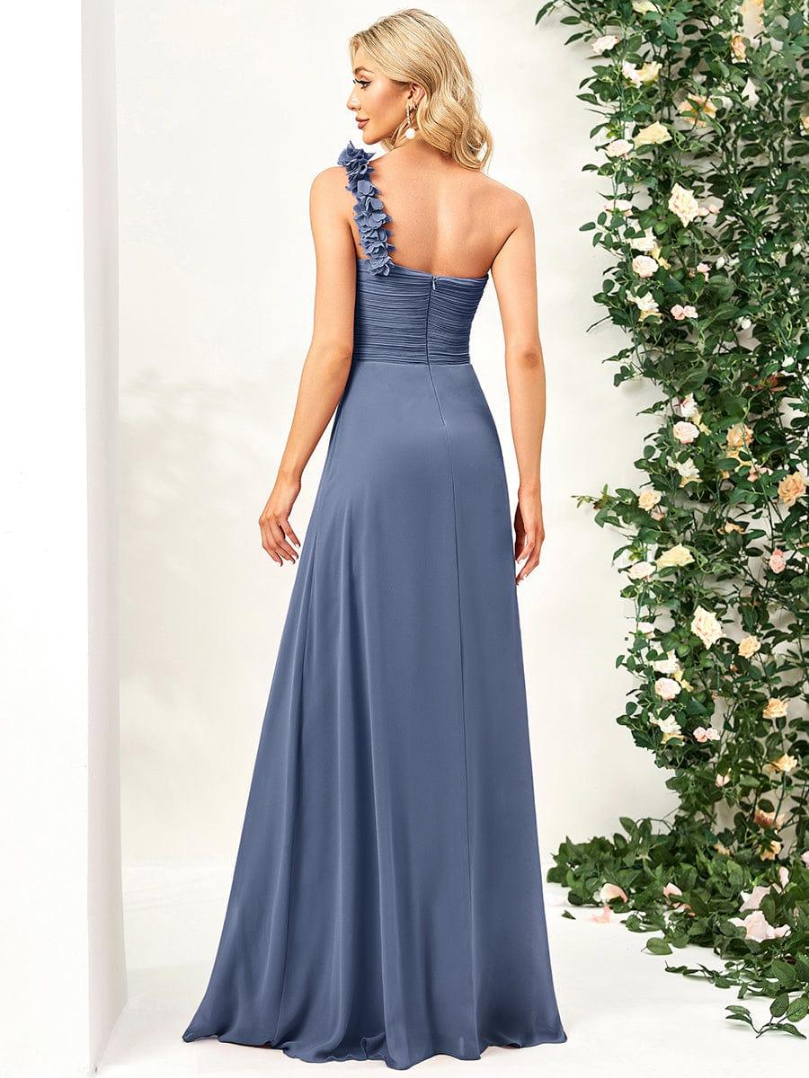 Chiffon One Shoulder Long Bridesmaid Dress - Image 52