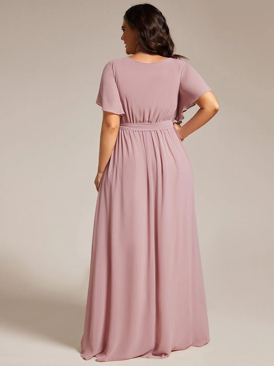 ever LEORA|V-Neck Flutter Sleeve Floor-Length A-Line Chiffon Evening Dress - Image 104