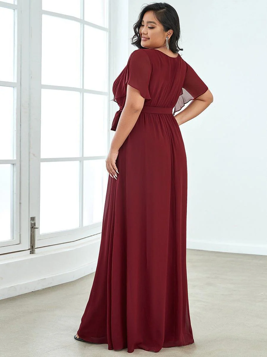 ever LEORA|V-Neck Flutter Sleeve Floor-Length A-Line Chiffon Evening Dress - Image 33