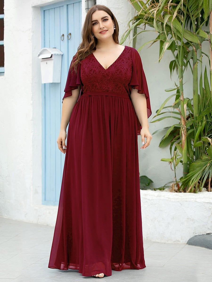 Elegant Deep V Neck Chiffon Maxi Evening Dress - Image 18