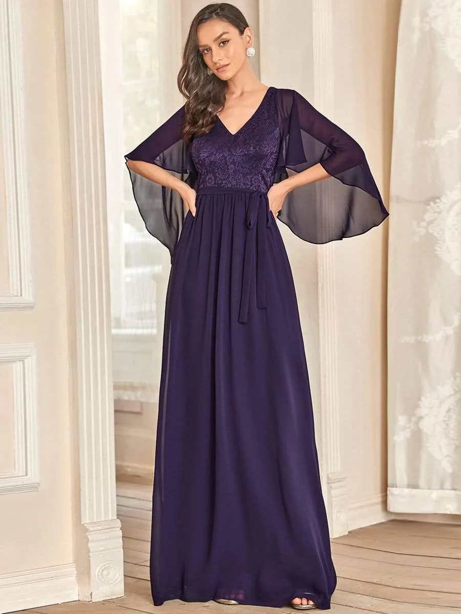 Elegant Deep V Neck Chiffon Maxi Evening Dress - Image 21
