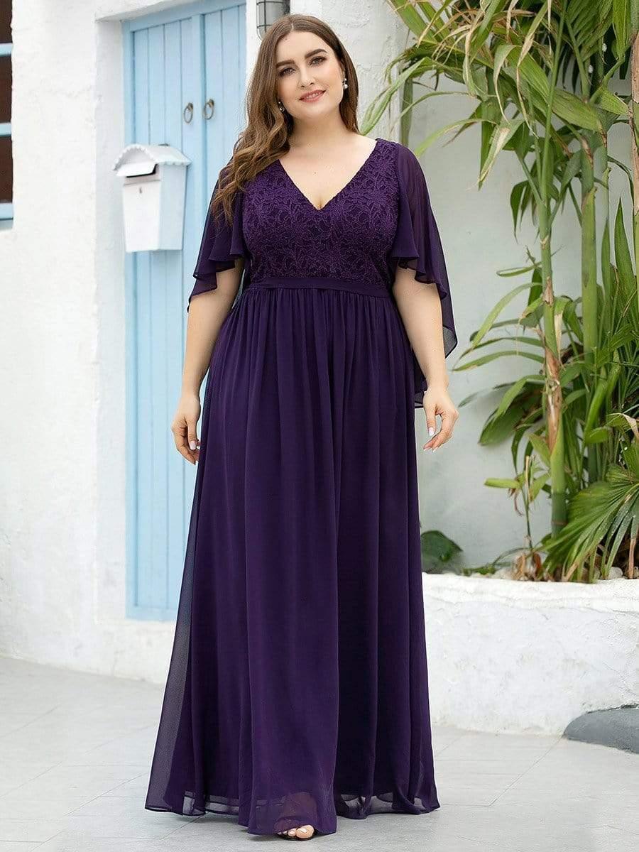 Elegant Deep V Neck Chiffon Maxi Evening Dress - Image 24