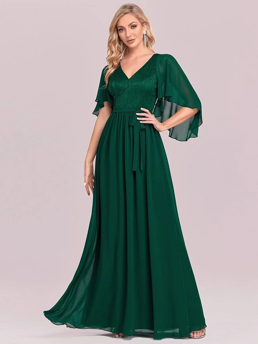 Elegant Deep V Neck Chiffon Maxi Evening Dress - Image 26