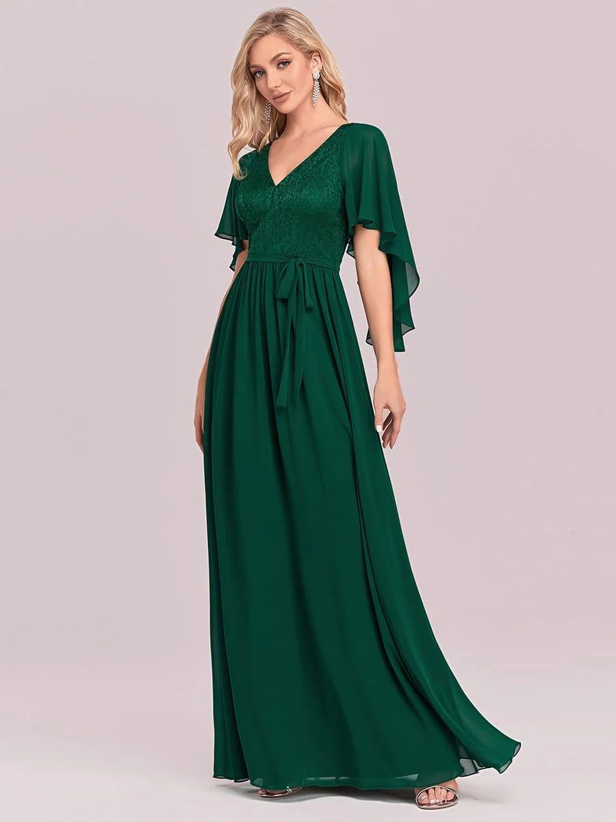 Elegant Deep V Neck Chiffon Maxi Evening Dress - Image 29