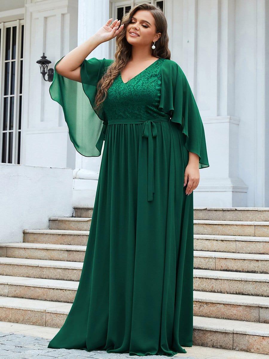 Elegant Deep V Neck Chiffon Maxi Evening Dress - Image 31