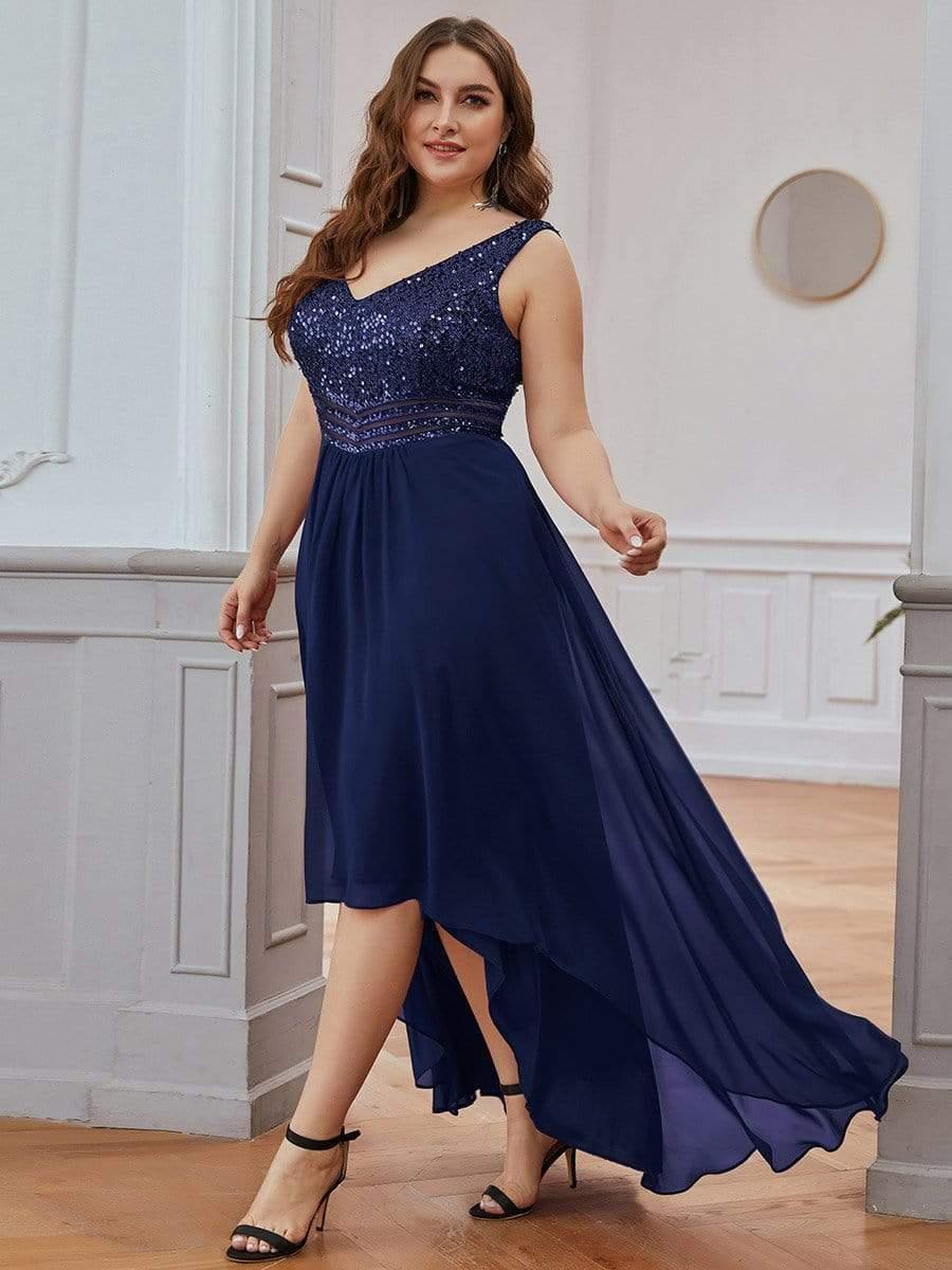 Sexy High-Low Maxi Chiffon Evening Dresses with Sequin(Final Sale) - Image 17