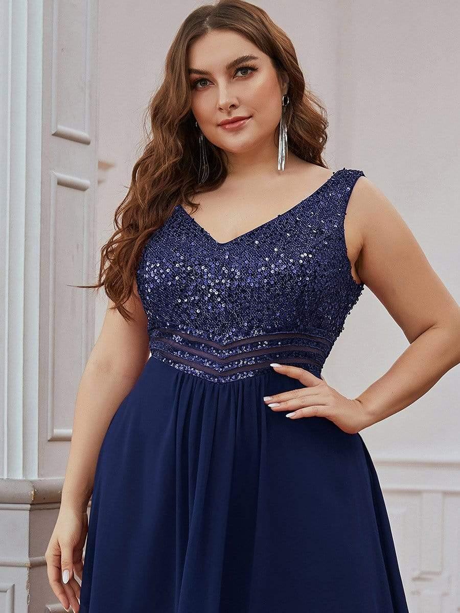 Sexy High-Low Maxi Chiffon Evening Dresses with Sequin(Final Sale) - Image 19