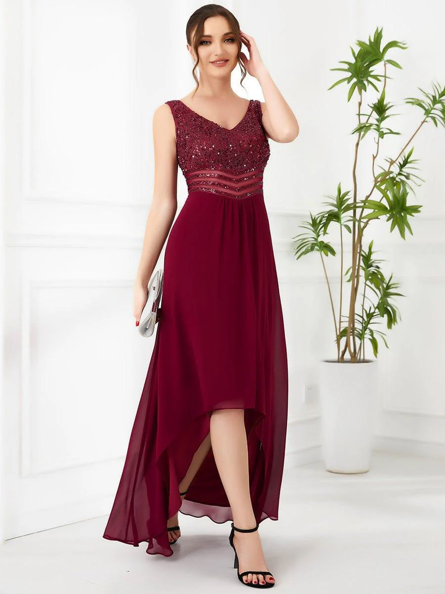 Sexy High-Low Maxi Chiffon Evening Dresses with Sequin(Final Sale) - Image 29