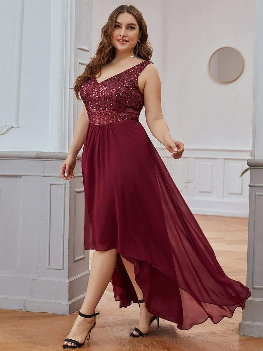 Sexy High-Low Maxi Chiffon Evening Dresses with Sequin(Final Sale) - Image 32