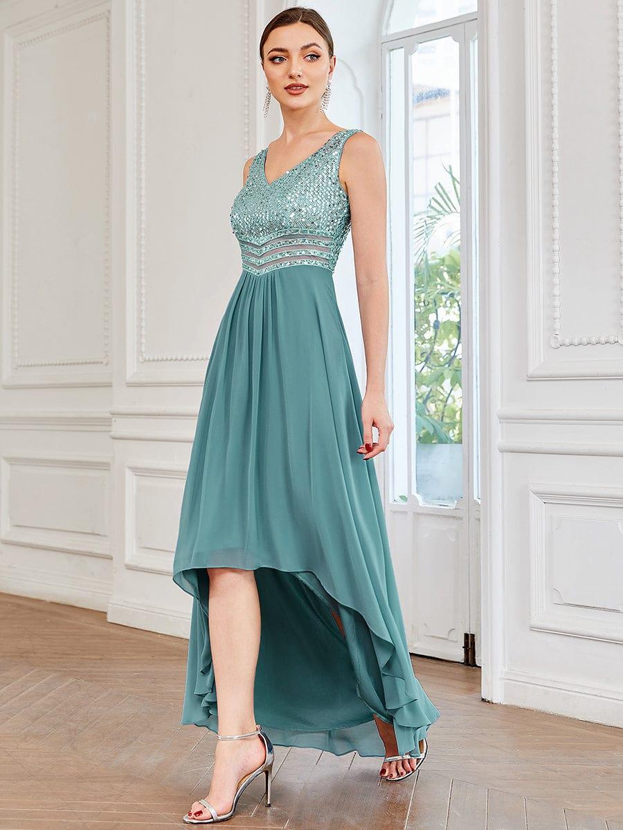 Sexy High-Low Maxi Chiffon Evening Dresses with Sequin(Final Sale) - Image 8