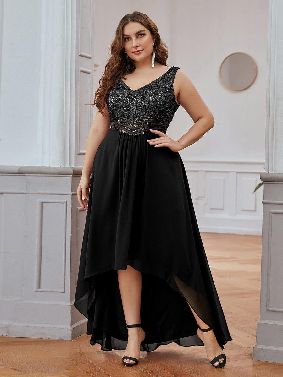 Elegant Paillette & Chiffon V-neck A-line Sleeveless Plus Size Evening Dresses(Final Sale) - Image 15