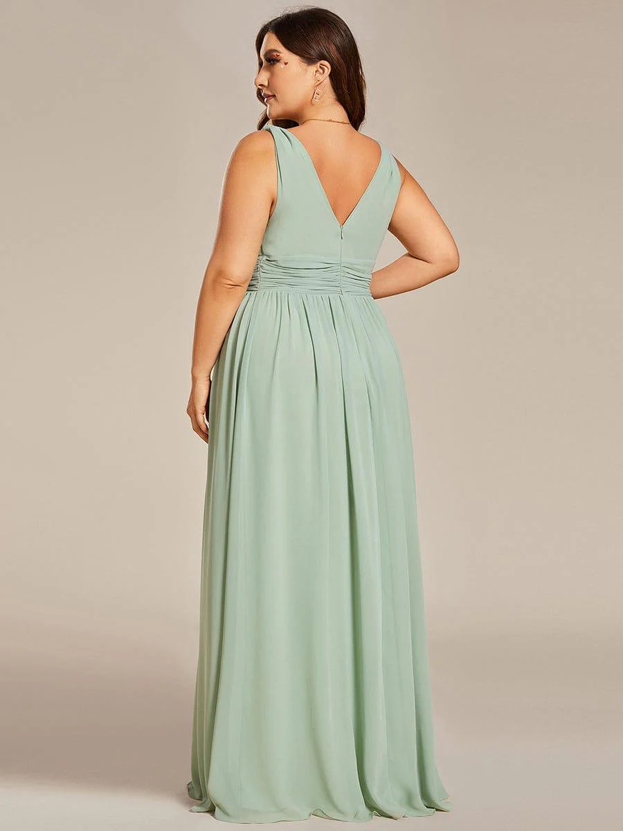 ever HUSH|Elegant V Neck A Line Chiffon Maxi Bridesmaid Dresses - Image 129