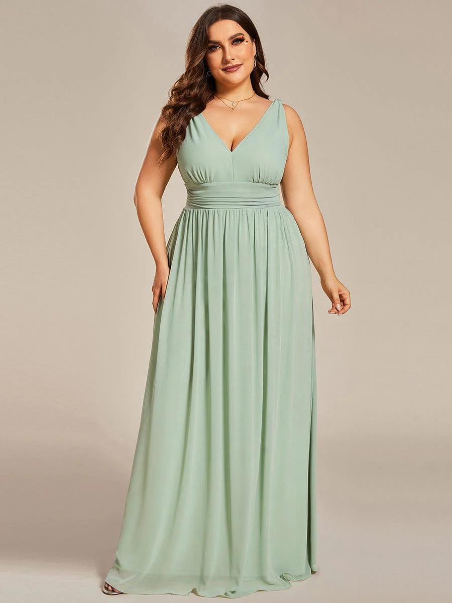 ever HUSH|Elegant V Neck A Line Chiffon Maxi Bridesmaid Dresses - Image 132